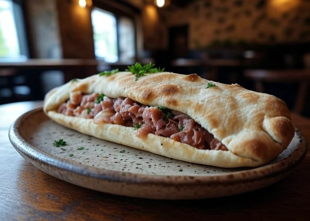 Calzone relleno de atún y cebolla