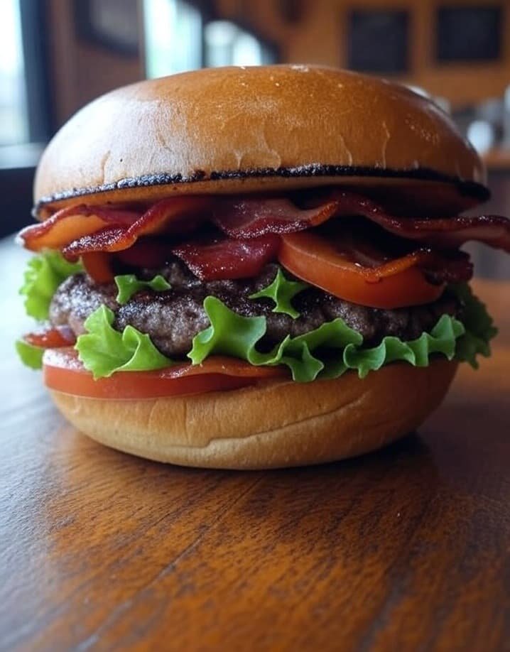 Hamburguesa con bacon crujiente
