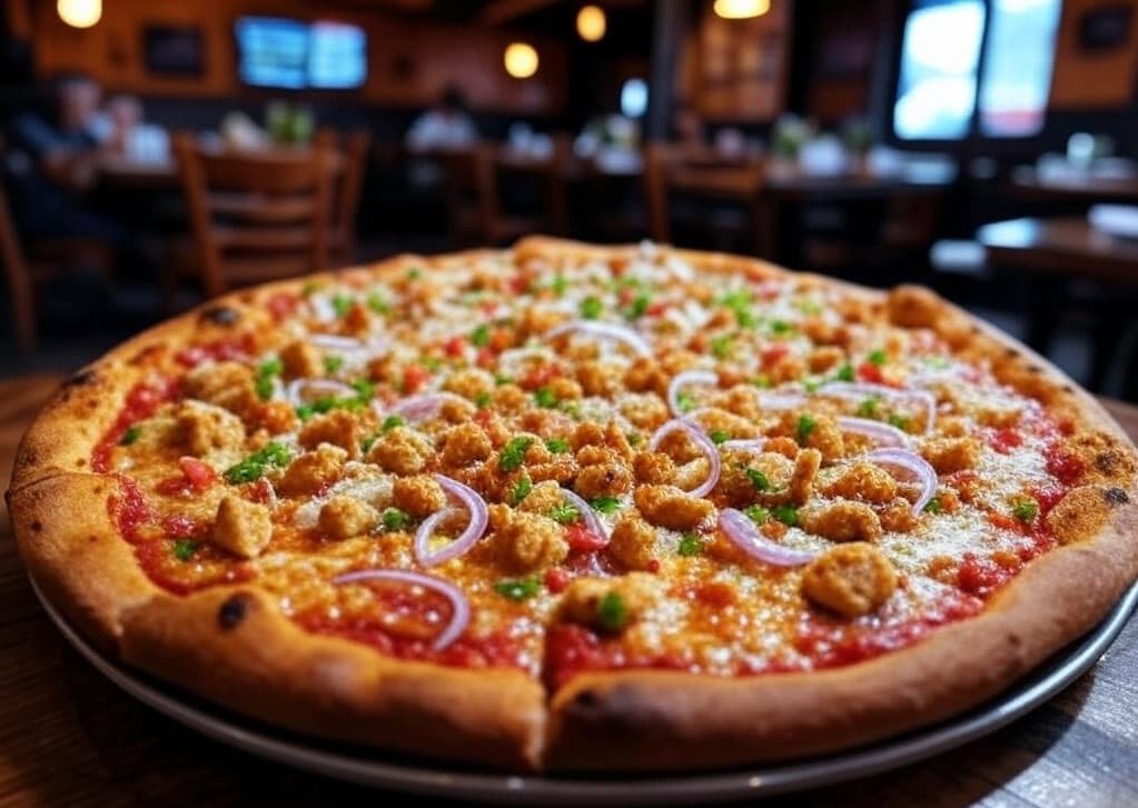 Pizza con todo el sabor de México y un toque picante Pizza mexicana con carne picante y jalapeños
