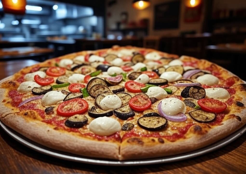 Una pizza con sabor tradicional y productos frescos Pizza cortadina con vegetales y queso